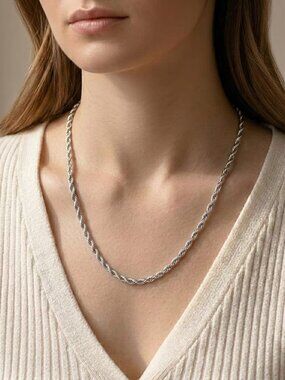 Imperial Rope Twist Necklace (20-22 Inches) in Stainless Steel - NEW